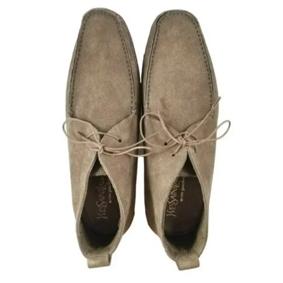 Yves Saint Laurent Rive Gauche Men 6.5-7 Desert Tan Suede Dress Shoe Chukka Boot - Picture 8 of 10